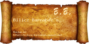 Bilicz Barnabás névjegykártya